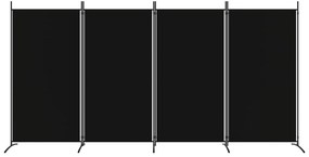 Διαχωριστικό Δωματίου με 4 Πάνελ Μαύρο 346x180 εκ. από Ύφασμα - Μαύρο