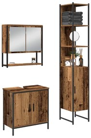 vidaXL Σετ Επίπλων Μπάνιου με ράφι 3 pcs Καφέ 33 x 33 x 185.5 εκ