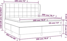 vidaXL Κρεβάτι Boxspring με Στρώμα Κρεμ 180x200 εκ. Υφασμάτινο