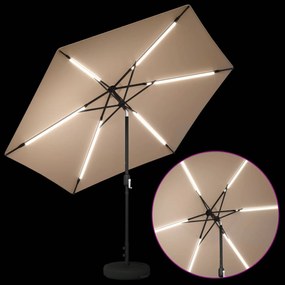 vidaXL Ομπρέλα Κήπου με LED Φώτα και Βάση 300 x 300 cm Πολυεστέρας