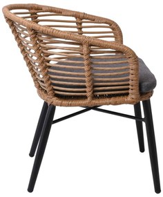 Πολυθρ. SALSA Alu STACK Στοιβαζόμενη Μαύρη/Wicker Φυσικό, Μαξ.Γκρι 57x63x74cm