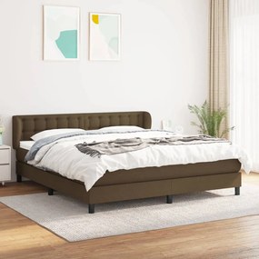 Κρεβάτι Boxspring με Στρώμα Σκούρο Καφέ 180x200 εκ Υφασμάτινο