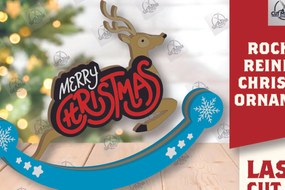 Σετ των 2 Intra απο ξύλο plywood 3mm-4mm πάχος – Χριστουγεννιάτικο στολίδι Rocking Reindeer Δίασταση  20x20 cm INTRAFABR-110201616