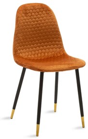 Καρέκλα Sila pakoworld βελούδο κεραμιδί-μαύρο χρυσό πόδι - Ύφασμα - 127-000063