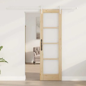 vidaXL Ολισθητή Πόρτα Καφέ 61 x 198.5 εκ. Ξύλο και μέταλλο