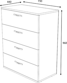Συρταριέρα Velika Megapap χρώμα καρυδί 73x44x96εκ.