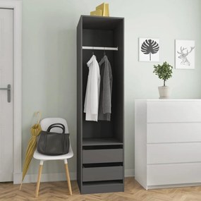 vidaXL Ντουλάπα με Συρτάρια Γκρι 50 x 50 x 200 εκ. από Μοριοσανίδα