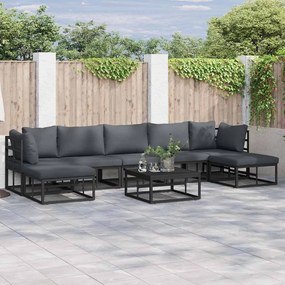 vidaXL Σετ Καναπέ Κήπου με μαξιλάρι 7 pcs Μαύρο Αλουμίνιο