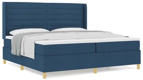 vidaXL Κρεβάτι με ελατήρια και στρώμα Μπλε 200 x 200 εκ Υφασμάτινο