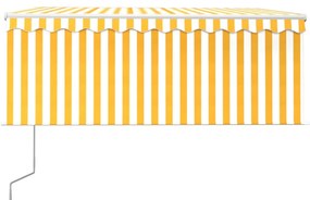 vidaXL Τέντα Συρόμενη Αυτόματη με Σκίαστρο Κίτρινο/Λευκό 3,5 x 2,5 μ.