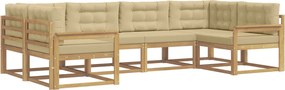 vidaXL Σειρά Καναπέ Εξωτερικού με μαξιλάρι 6 pcs Λευκό και Μπεζ