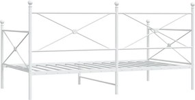 vidaXL Κρεβάτι ημέρας χωρίς στρώμα Λευκό 100x200 cm Ατσάλι