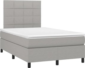vidaXL Κρεβάτι Boxspring με Στρώμα Ανοιχτό Γκρι 120x200 εκ. Υφασμάτινο