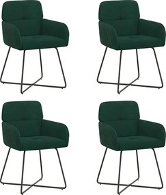 vidaXL Καρέκλες φαγητού 4 pcs Βελούδο Σκούρο Πράσινο