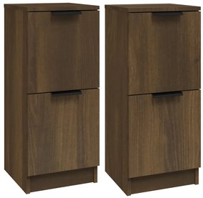 vidaXL Συρταριέρες 2 τεμ. Καφέ Δρυς 30x30x70 εκ. Επεξεργασμένο Ξύλο