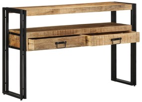 vidaXL Τραπέζια στο κομοδίνο Μαύρο 120x33x75 εκ Μασίφ ξύλο μάνγκο και μέταλλο