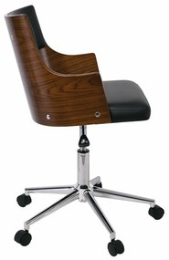 Καρέκλα γραφείου Mesa 422, Μαύρο, Καρυδί, 78x48x52cm, 12 kg, Με μπράτσα, Με ρόδες, Μηχανισμός καρέκλας: Κλίση | Epipla1.gr