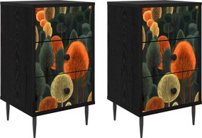 vidaXL Κομοδίνο ZAANDAM 2 τμχ. Μαύρη Δρυς 36 x 33 x 61 εκ.