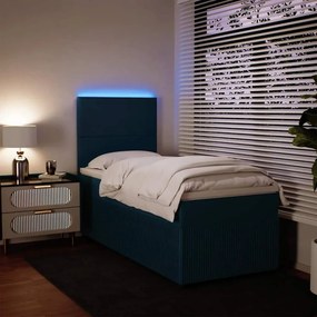vidaXL Κρεβάτι Boxspring με Στρώμα Μπλε 100x200 εκ. Βελούδινο