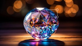 Intra Συλλεκτικό Ξύλινο Παζλ Plywood 4mm - Πολύχρωμη κρυστάλλινη μπάλα σε ξύλινη επιφάνεια Σε Ξύλινο Κουτί - Διαστάσεις: 10x10 cm – 25 κομμάτια