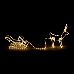 "REINDEER PULL SLEIGH" 192LED ΣΧΕΔΙΟ 8m ΜΟΝΟΚΑΝΑΛ ΦΩΤΟΣΩΛ ΘΕΡΜ ΛΕΥΚΟ IP44 145x23.5x49cm 1.5m ΚΑΛΩ ACA X081921214