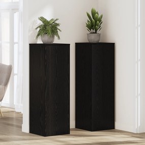 vidaXL Βάση Φυτών Μαύρη Βελανιδιά 33 x 33 x 100 cm - Ξύλο Κατασκευής