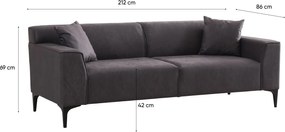 3-Seat Sofa New Petra 3 - Anthracite Anthracite