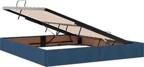 vidaXL LED Κρεβάτι αποθήκευσης με στρώμα Μπλε 160 x 200 cm Ύφασμα