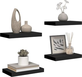 vidaXL Ράφια Τοίχου 4 τεμ. Μαύρα 40x23,5x3,8 εκ. MDF