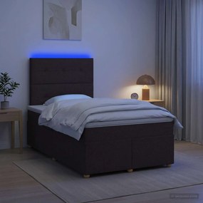 vidaXL Κρεβάτι box spring με στρώμα Σκούρο Καφέ 120 x 200 cm Ύφασμα