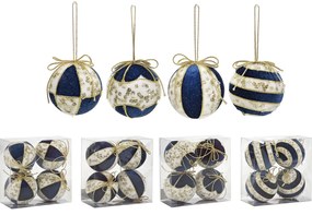 Χριστουγεννιάτικη Μπάλα Μπλε 100mm Σετ 4Τμχ Σε 4 Σχέδια