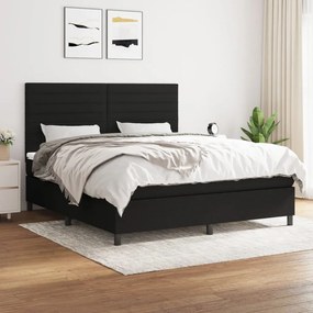 Κρεβάτι Boxspring με Στρώμα Μαύρο 180x200 εκ. Υφασμάτινο