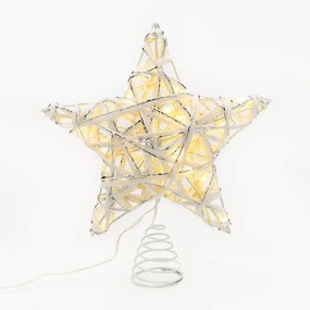 "WHITE &amp; SILVER CONVEX STAR" 20 MINI WW LED ΛΑΜΠ. ΜΠΑΤ. 3ΧΑΑ,IP20 23x5x20cm ACA X11201125