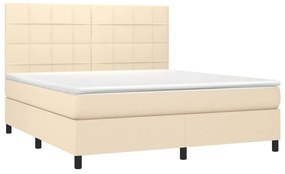 vidaXL Κρεβάτι Boxspring με Στρώμα Κρεμ 180x200 εκ. Υφασμάτινο
