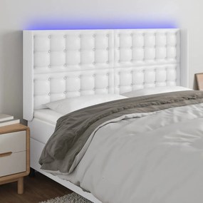 Κεφαλάρι Κρεβατιού LED Λευκό 203x16x118/128 εκ. Συνθετ. Δέρμα 3124157