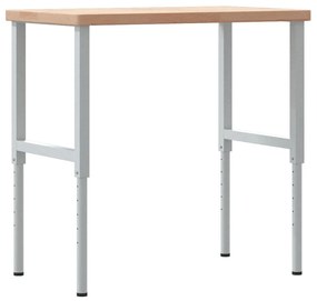 vidaXL Πάγκος Εργασίας Ορθογώνιος 100x60x(73-99,5) εκ Μασίφ Ξύλο Δρυός