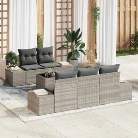 vidaXL Σετ Καναπέ Κήπου με μαξιλάρι 6 pcs Ανοιχτό γκρι 55 x 55 x 37 εκ