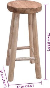 vidaXL Σκαμπό Μπαρ από Μασίφ Ξύλο Teak
