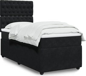 vidaXL Κρεβάτι Boxspring με Στρώμα Μαύρο 90x200 εκ. Βελούδινο