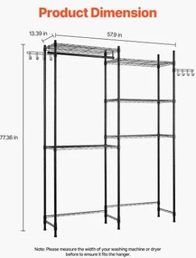 VEVOR Over Washer and Dryer Storage Shelf Two Row 5 Tiers Washer Rack Black