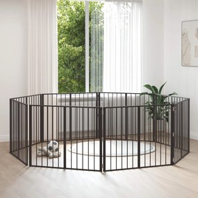vidaXL Πόρτα Σκύλου 8 pcs Μαύρο 100 x 80 cm Επικαλυμμένος Χάλυβας