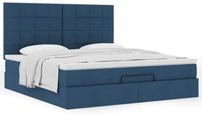vidaXL Οθωμανικό κρεβάτι με στρώμα μπλε 180x200cm ύφασμα