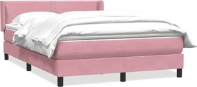 vidaXL Box Spring κρεβάτι με στρώμα ροζ 160x220 cm Βελούδινο