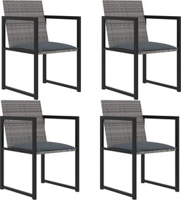 vidaXL Σετ Τραπεζαρίας Εξ. Χώρου 5 τεμ. Γκρι Συνθ. Ρατάν με Μαξιλάρια