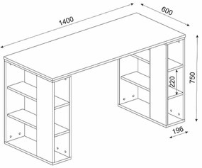 Γραφείο ArteLibre WIMSEY Λευκό/Sapphire Μοριοσανίδα/Μελαμίνη 140x60x74cm