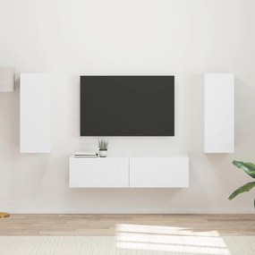 vidaXL Σετ επίπλου τηλεόρασης Επιτοίχιο 2 pcs Λευκό Επεξεργασμένο ξύλο