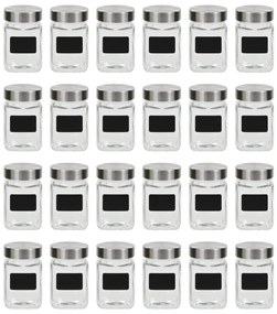 vidaXL Βάζα Αποθήκευσης 24 τεμ. 300 ml με Αυτοκόλλητο