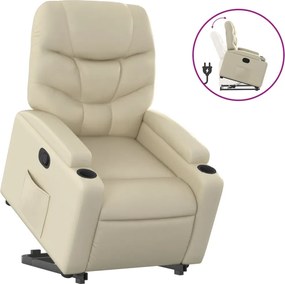 vidaXL Πολυθρόνα Ανακλινόμενη με Ανύψωση Κρεμ από Συνθετικό Δέρμα
