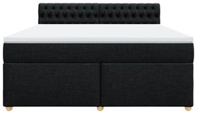 Κρεβάτι Boxspring με Στρώμα Μαύρο 180x200 εκ. Υφασμάτινο - Μαύρο