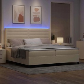 vidaXL LED Κρεβάτι με βάθρο με στρώμα Κρεμ 200 x 200 cm ύφασμα